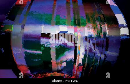 Stock vector illustration. Glitch style computer screen error templates. Digital pixel noise abstract design. Futuristic design background. Television Stock Vector