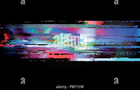 Stock vector illustration. Glitch style computer screen error templates. Digital pixel noise abstract design. Futuristic design background. Television Stock Vector