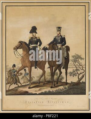 Alexander I of Russia and Frederick William III of Prussia on horseback. Museum: PRIVATE COLLECTION. Stock Photo
