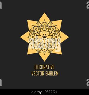 Circular geometric ornament on black background Stock Vector