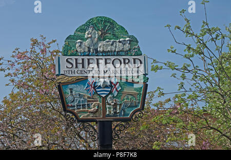 Shefford Village Sign, Bedfordshire, Stock Photo