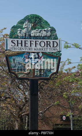 Shefford Village Sign, Bedfordshire, Stock Photo