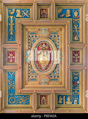 Pope Pius IV Medici Family coat of arms in the Basilica of Saint John Lateran in Rome. Stock Photo