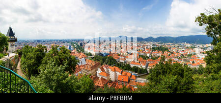 Old Town skyline and Mur River, Graz, Styria, Austria Stock Photo