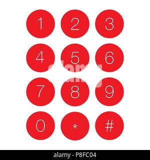 Number circle set red Stock Vector