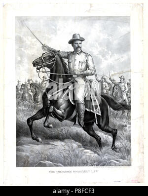 Theodore Roosevelt riding on horseback with Kaiser Wilhelm II Stock