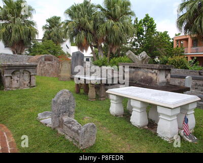 St. Peters Church, St. Georges, Bermuda and its attached cemetery Stock Photo