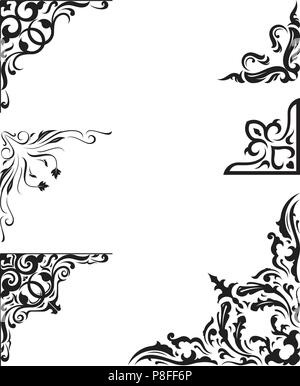 Vintage Ornament Frame Corner Border Decorative Elements Stock Vector