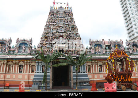 Sri Kandaswamy Kovil, Sri Lankan Tamil or Ceylonese Tamil Hindu temple on Jalan Scott in Little India, Brickfields, Kuala Lumpur, Malaysia. Stock Photo