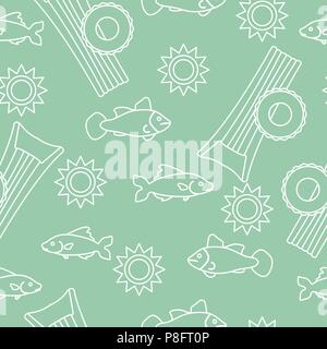 Seamless pattern with inflatable mattress, inflatable circle. Summer leisure. Stock Vector