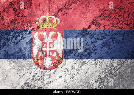 Grunge Serbian flag. Serbia flag with grunge texture. Stock Photo