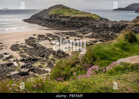 Rocky outcrop near Whitesands Bay, Pembrokeshire Stock Photo