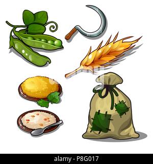 Porridge made from grain isolated on white background. Harvest. Vector cartoon close-up illustration. Stock Vector