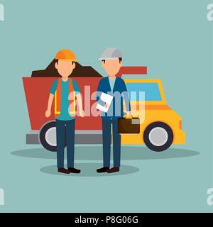 construction workers with under construction icons Stock Vector