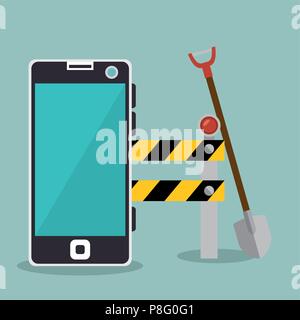 worker under construction with smartphone Stock Vector