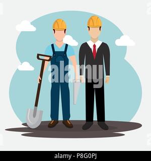 construction workers with under construction icons Stock Vector