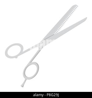 Thinning shears icon in monochrome style isolated on white background. Hairdressery symbol vector illustration. Stock Vector