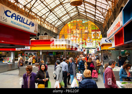 Stained-glass window, Atarazanas market. Málaga capital, Costa del Sol, Andalusia Spain. Europe Stock Photo