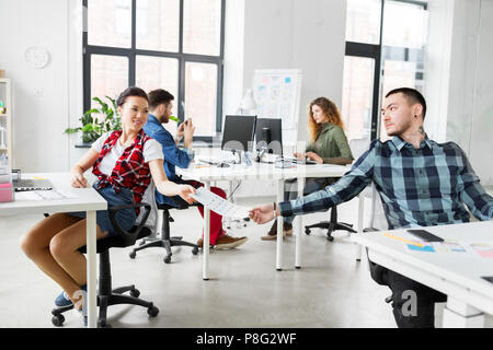 creative office workers with user interface mockup Stock Photo