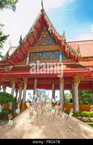 offerings, Wat Bang Riang, buddhistic temple, Thap Put, Amphoe hap Put, Phang Nga province, Thailand, Asia Stock Photo