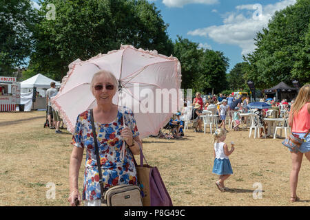 08 July 2018 – Stockton Heath Festival in Cheshire, England, UK, held their eleventh fete on the festival field where hundreds of people protected the Stock Photo