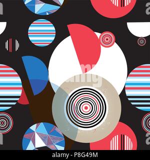 Seamless graphic pattern of geometric circular design elements Stock Vector
