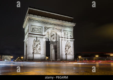 Arc de Triump at night, Paris, France Stock Photo