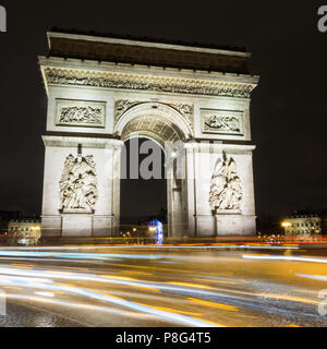 Arc de Triump at night, Paris, France Stock Photo