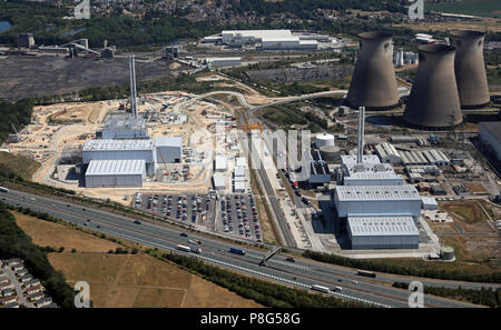 aerial view of Ferrybridge Power Station, at Ferrybridge village, near Knottingley, West Yorkshire Stock Photo