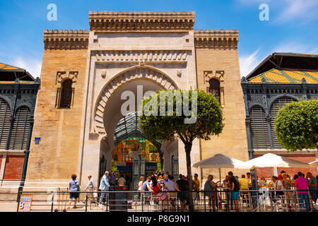 Main gate of Atarazanas market, Malaga city. Costa del Sol, Andalusia. Southern Spain Europe Stock Photo