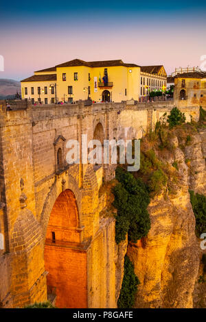 Puente Nuevo bridge over Guadalevín River in El Tajo gorge. Monumental city of Ronda. Malaga province Andalusia. Southern Spain Europe Stock Photo