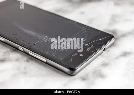 broken glass of smart phone Stock Photo