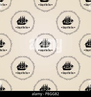 Sign of King of the Sea. Seamless vector pattern. Stock Vector