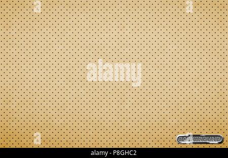 Vector dark gray perforated leather texture wallpaper. Realistic perforated background. Light dotted pattern. Car seat material design. Stock Vector