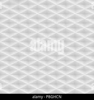 Vector white embossed pattern plastic grid seamless background. Diamond shape cell endless texture. Web page fill light geometric pattern Stock Vector
