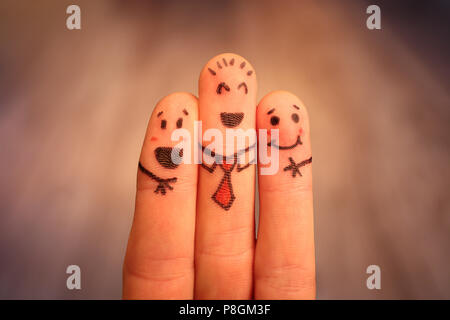 Three best friends at school finger puppets. Stock Photo