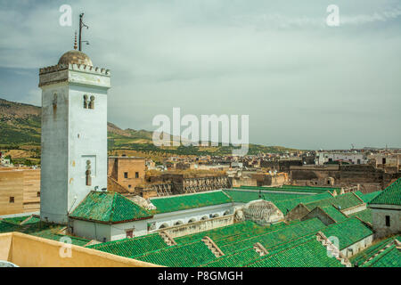 Roof of the University of al-Karaouine in Fes, Morocco, which is the oldest continually operating university in the world. Stock Photo