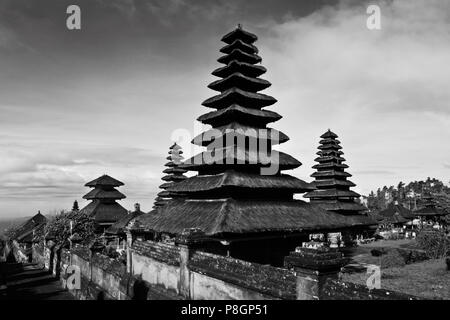 PAGODA STYLE HINDU TEMPLES make up the PURA BESAKIH COMPLEX also known as the Mother Temple located on the slope of sacred GUNUNG AGUNG -  BALI, INDON Stock Photo