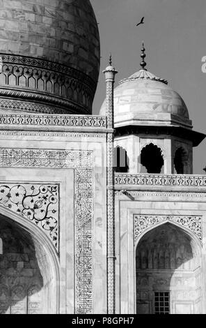 Detail of smaller domes of the TAJ MAHAL, built by emperor Shahjahan for his wife in 1653 - AGRA, INDIA Stock Photo