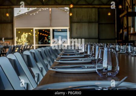 Country Style Dinning Setting at a Winery Stock Photo