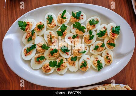Deviled Eggs on a large plate Stock Photo