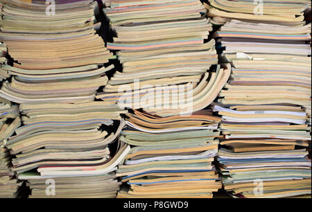 Lot of old books - three colomns Stock Photo