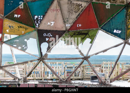 ruin of abandoned NSA field station, listening station on Teufelsberg ...