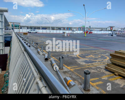 Bournemouth, UK. 11th July 2018. Work starts on the repairs to the crumbling multistory car park at Castlepoint in Bournemouth. The much-delayed repairs come after the concrete structure first started falling apart in 2003. The repair work is due to take 5 years and the shops remain open. Credit Thomas Faull / Alamy Live News Stock Photo