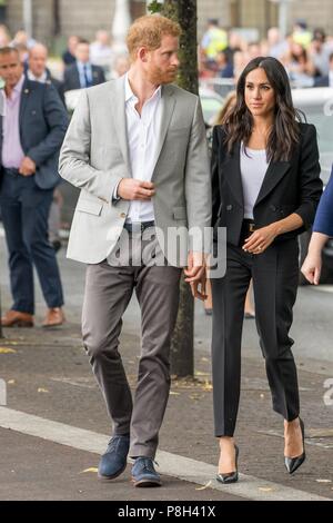 Dublin, Ireland. 11th July, 2018. Prince Harry and Meghan, The Duke and Duchess of Sussex at the bank of the River Liffey in Dublin, on July 11, 2018, at the Famine Memorial on the last of a 2 days visit to Dublin Photo : Albert Nieboer/ Netherlands OUT/Point de Vue OUT | Credit: dpa/Alamy Live News Stock Photo