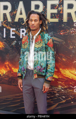 New York, USA. 10th July, 2018. New York Jets player Robby Anderson attends the New York premiere of “Skyscraper' on July 10, 2018. Credit: Jeremy Burke/Alamy Live News Stock Photo