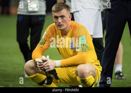 goalie Jordan PICKFORD (ENG) is disappointed, disappointed, disappointed, disappointed, sad, frustrated, frustrated, late, half figure, half figure, Croatia (CRO) - England (ENG) 2: 1, semi-final, match 62, on 07/11/2018 in Moscow; Football World Cup 2018 in Russia from 14.06. - 15.07.2018. | Usage worldwide Stock Photo