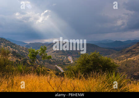 Davis Mountains Scenic Loop Drive just before a thunder storm in the Davis Mountains in Southwest Texas. Stock Photo