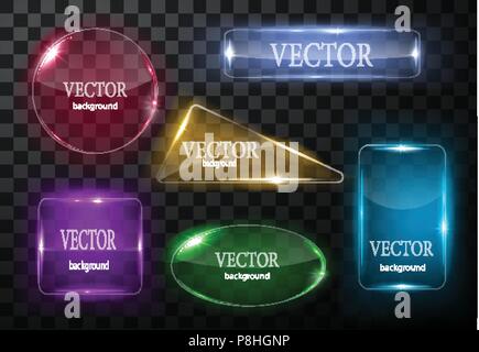 Glass vector button plane. Easy editable background Stock Vector