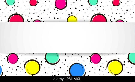 Pop art colorful confetti background. Big colored spots and circ Stock Vector